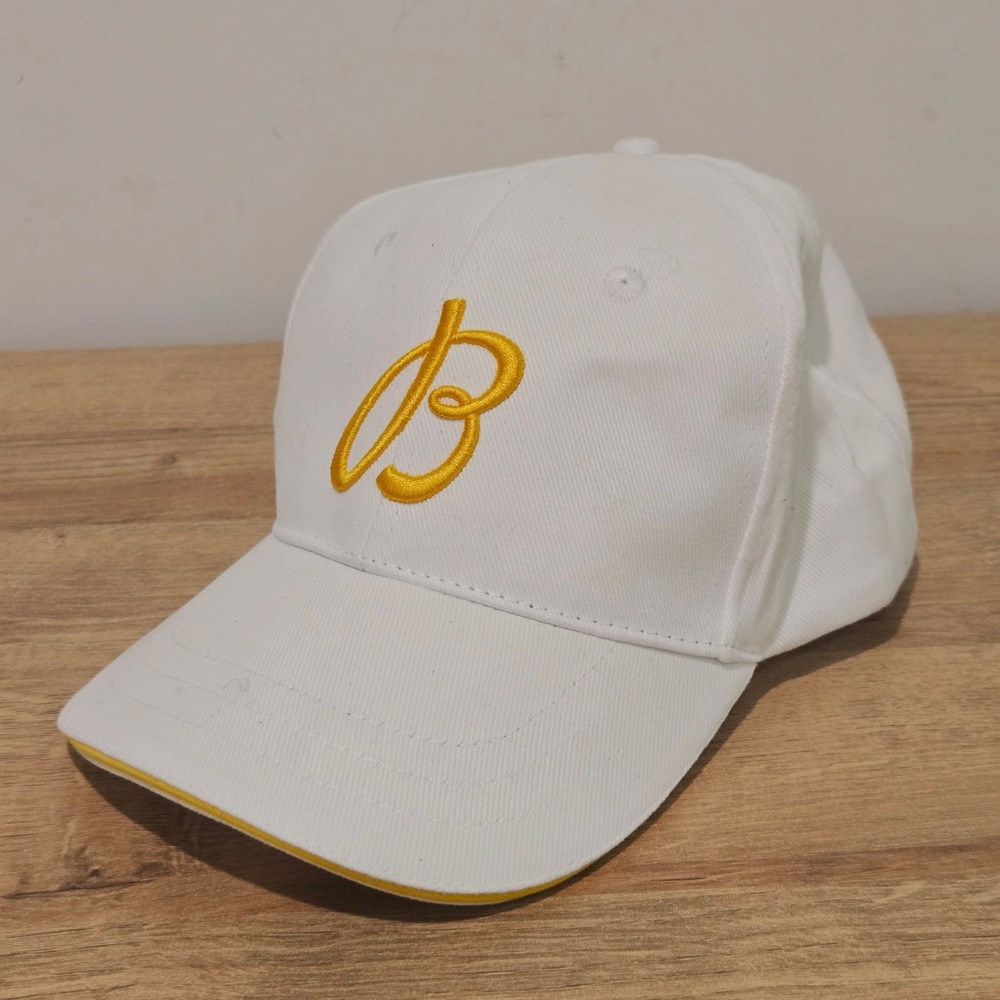 Breitling Hat OSFM White Yellow Gold Logo Organic Cotton Adjustable Cap original